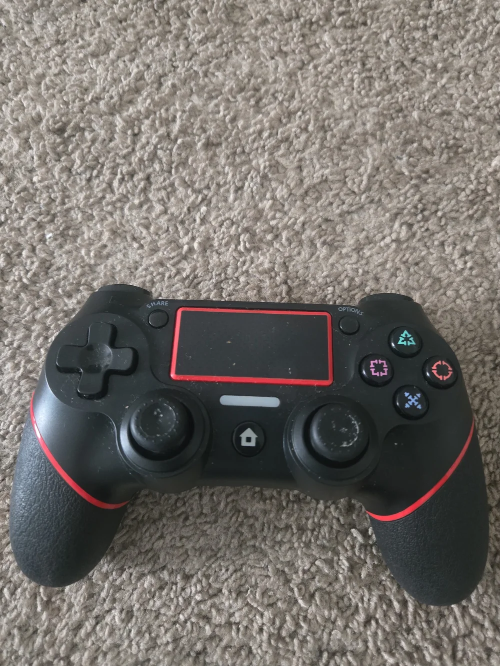 Sony 4 Slim Console with Black, Red-Accented, and Blue DualShock Controllers